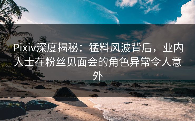 Pixiv深度揭秘：猛料风波背后，业内人士在粉丝见面会的角色异常令人意外