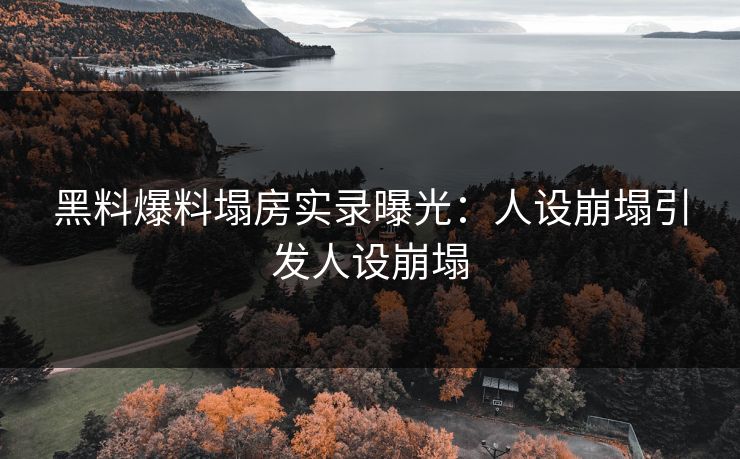 黑料爆料塌房实录曝光：人设崩塌引发人设崩塌