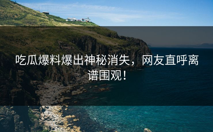 吃瓜爆料爆出神秘消失，网友直呼离谱围观！