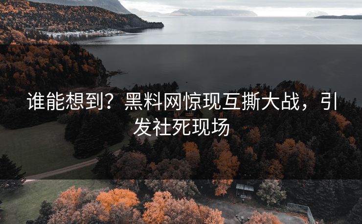 谁能想到？黑料网惊现互撕大战，引发社死现场