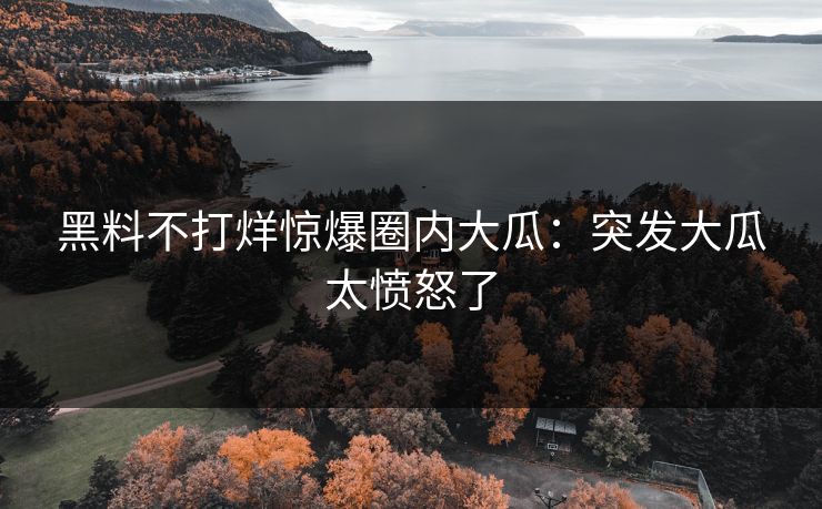 黑料不打烊惊爆圈内大瓜：突发大瓜太愤怒了