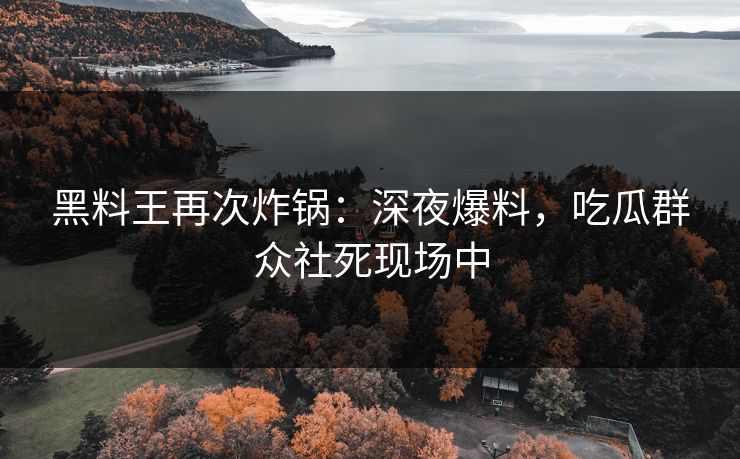 黑料王再次炸锅：深夜爆料，吃瓜群众社死现场中