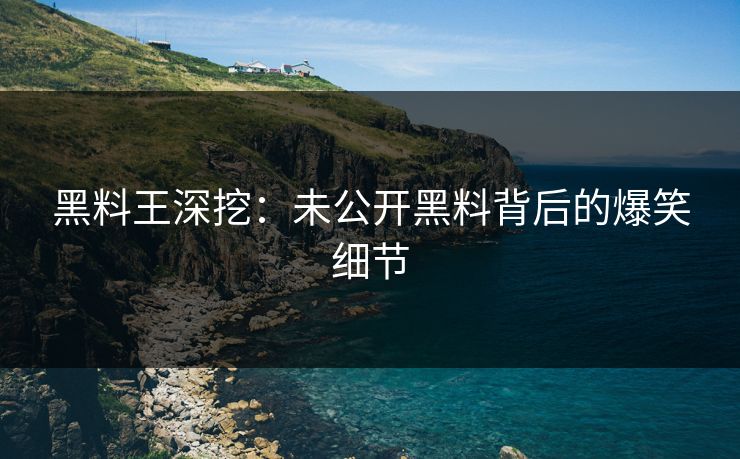 黑料王深挖：未公开黑料背后的爆笑细节