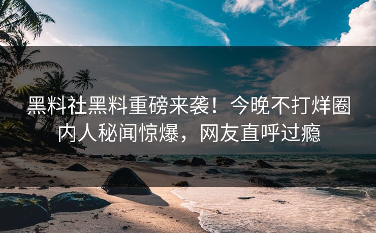 黑料社黑料重磅来袭！今晚不打烊圈内人秘闻惊爆，网友直呼过瘾