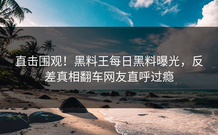 直击围观！黑料王每日黑料曝光，反差真相翻车网友直呼过瘾