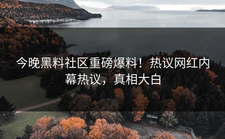 今晚黑料社区重磅爆料！热议网红内幕热议，真相大白