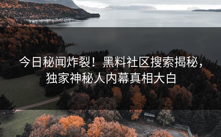 今日秘闻炸裂！黑料社区搜索揭秘，独家神秘人内幕真相大白