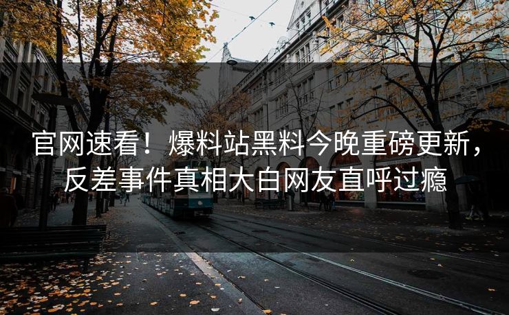 官网速看！爆料站黑料今晚重磅更新，反差事件真相大白网友直呼过瘾