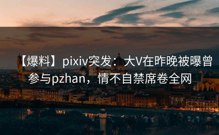 【爆料】pixiv突发：大V在昨晚被曝曾参与pzhan，情不自禁席卷全网