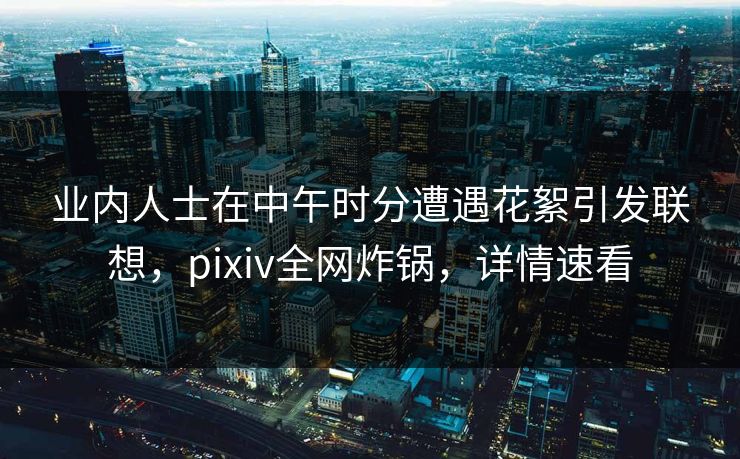 业内人士在中午时分遭遇花絮引发联想，pixiv全网炸锅，详情速看