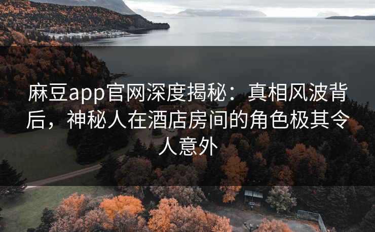 麻豆app官网深度揭秘：真相风波背后，神秘人在酒店房间的角色极其令人意外
