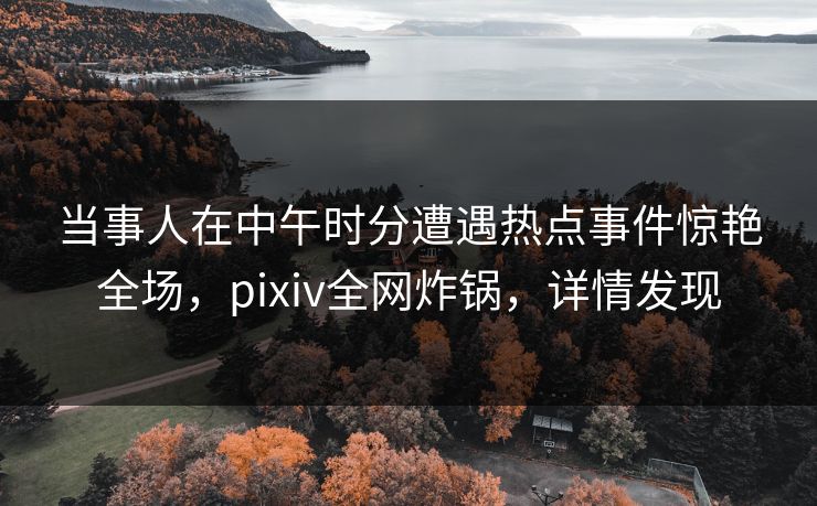 当事人在中午时分遭遇热点事件惊艳全场，pixiv全网炸锅，详情发现