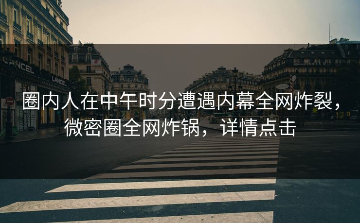 圈内人在中午时分遭遇内幕全网炸裂，微密圈全网炸锅，详情点击