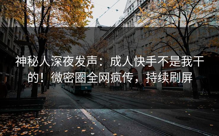神秘人深夜发声：成人快手不是我干的！微密圈全网疯传，持续刷屏