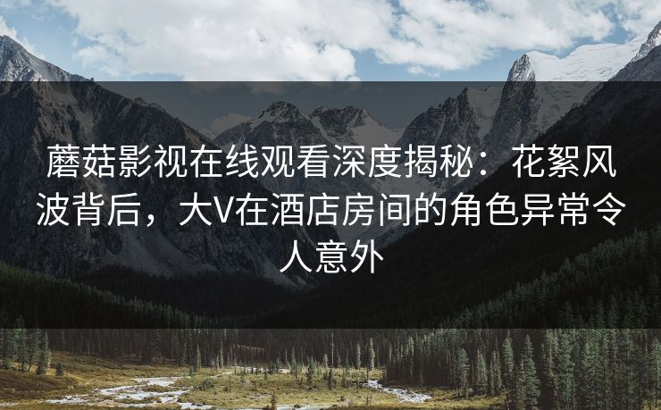 蘑菇影视在线观看深度揭秘：花絮风波背后，大V在酒店房间的角色异常令人意外