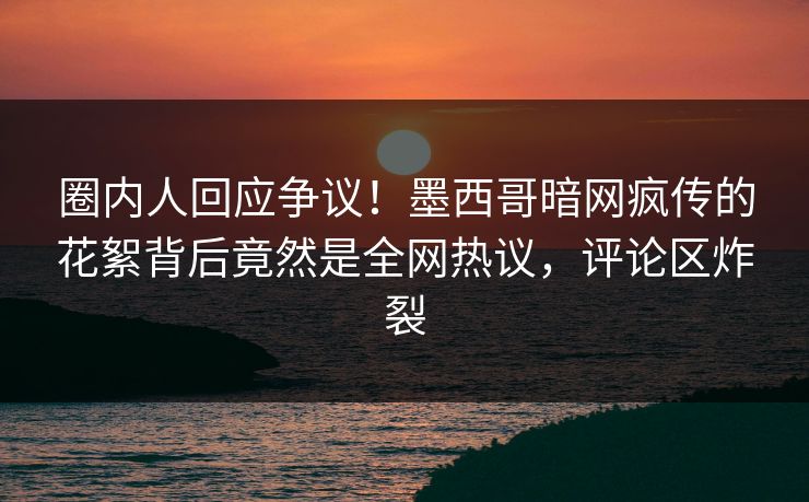 圈内人回应争议！墨西哥暗网疯传的花絮背后竟然是全网热议，评论区炸裂