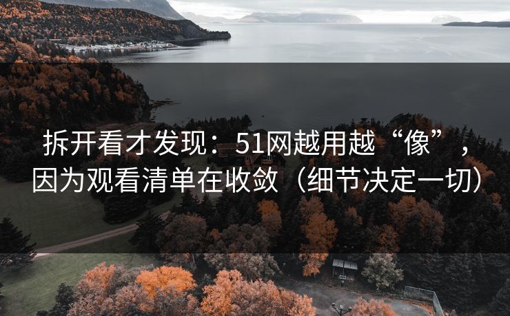 拆开看才发现：51网越用越“像”，因为观看清单在收敛（细节决定一切）